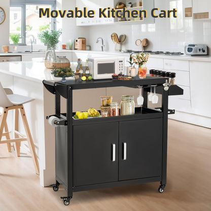 YODOLLA Outdoor Grill Cart Kitchen Storage Cabinets Island with Wheels