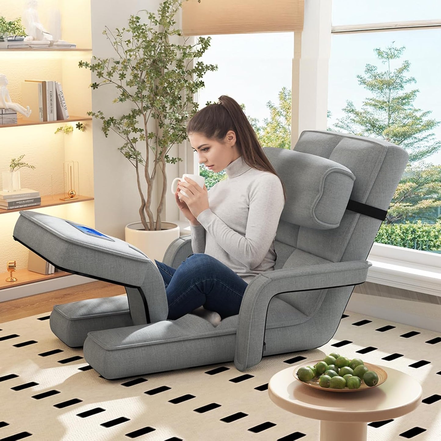 YODOLLA Folding Floor Chair, Small Sofa with Back Support