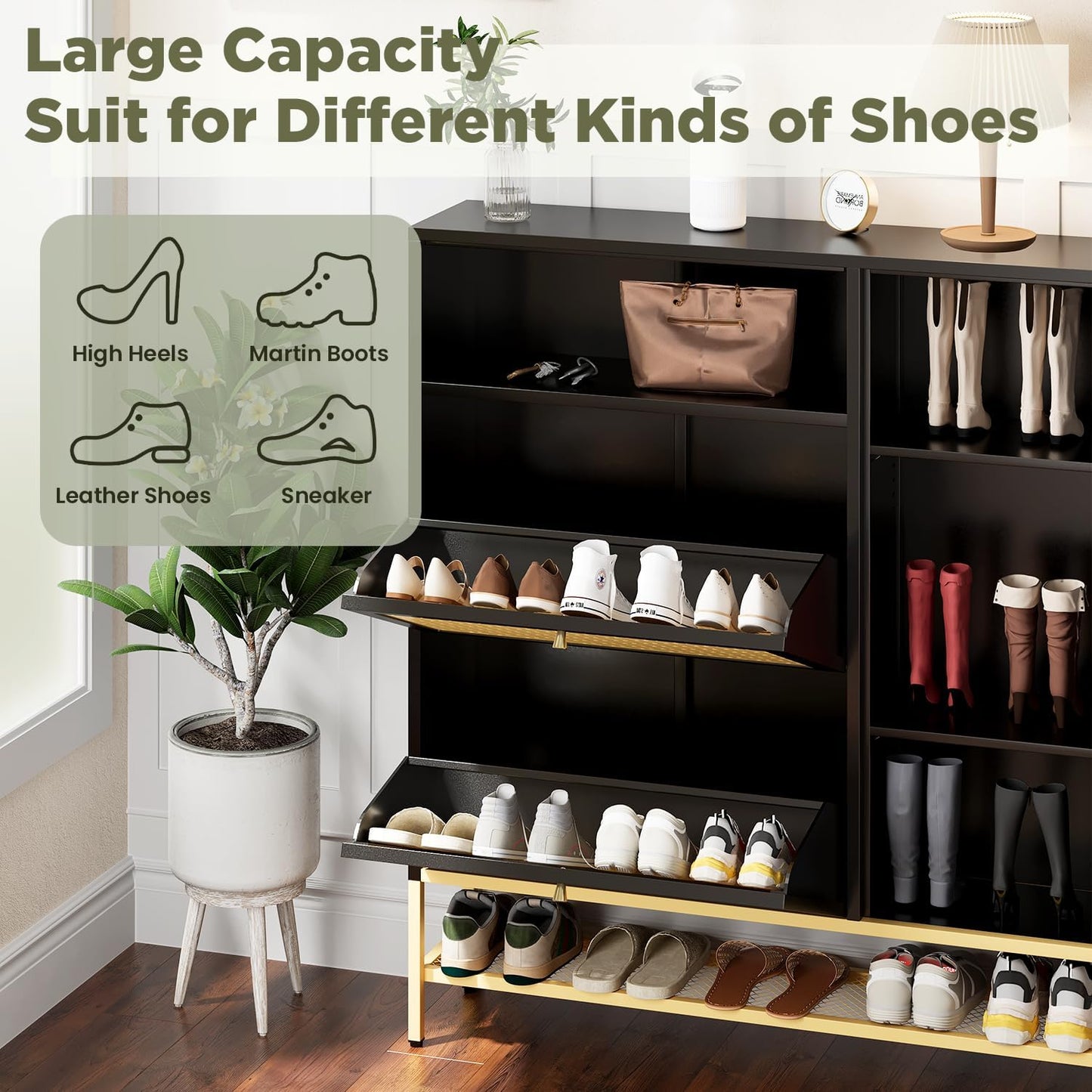 YODOLLA Shoe Storage Cabinet with 2 Flip Drawers Hidden Shoe Organizer