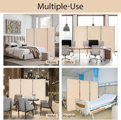 YODOLLA 6 FT Portable Office Divider Folding Privacy Screens, Beige