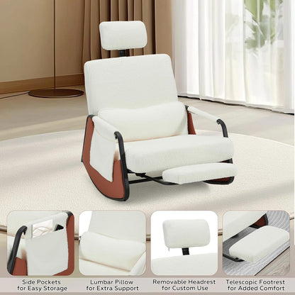 YODOLLA Rocking Chair with Retractable Footrest & Adjustable Backrest