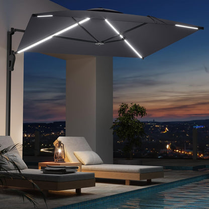 YODOLLA 10ft Solar LED Cantilever Patio Umbrella, Rectangular Wall Mounted Outdoor Large Offset Umbrellas