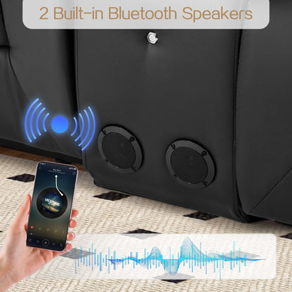 YODOLLA Faux Leather RV Loveseat w/ Console & USB, Black