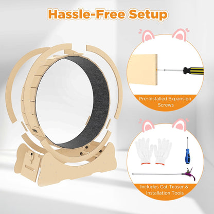 YODOLLA 39.3” Cat Wheel for Indoor Cats, Natural