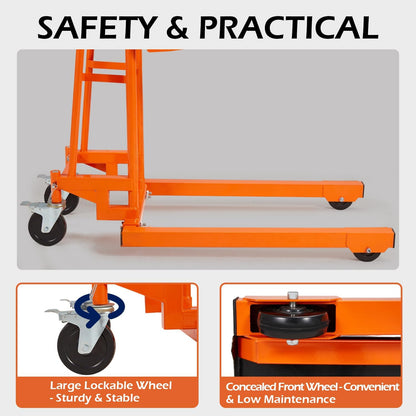 YODOLLA Material Lift Winch Stacker Manual Pallet Truck Dolly with Lockable Swivel Casters