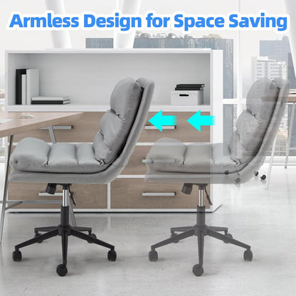 YODOLLA Office Chairs Swivel Desk Chair, Faux Leather Gray