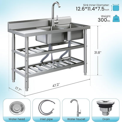 YODOLLA Freestanding Stainless Steel Utility Sink