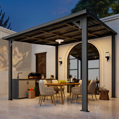 YODOLLA 10' x 10' Outdoor Pergola Hardtop Gazebo, Dark Gray