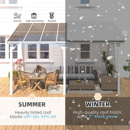 YODOLLA 14' x 10' Hard Top Lean to Gazebo for Patio, White