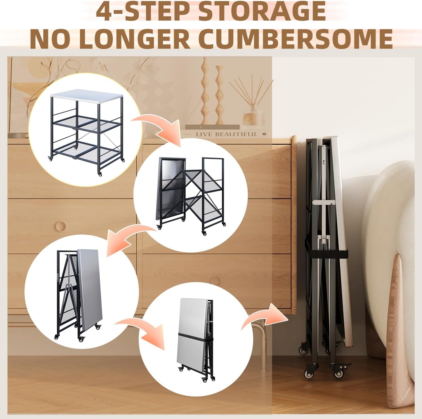 YODOLLA Stainless Pizza Oven Table with 2 Lock Casters, Silver