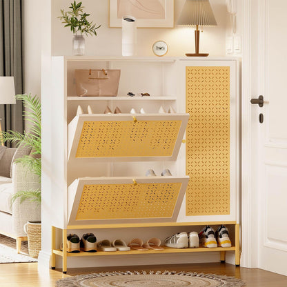 YODOLLA Shoe Storage Cabinet with 2 Flip Drawers Hidden Shoe Organizer