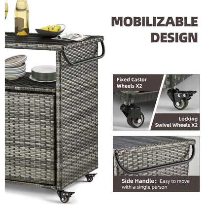 YODOLLA Grill Cart Outdoor with Storage, Gray
