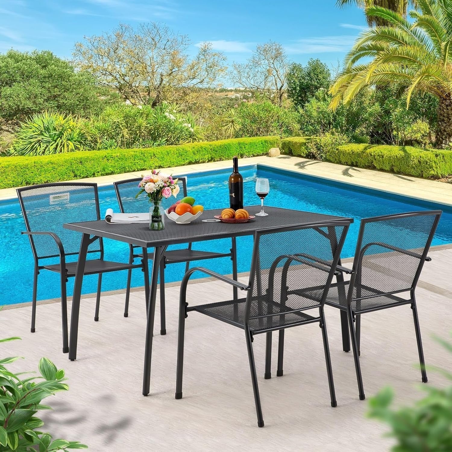 YODOLLA patio dining table with metal chairs