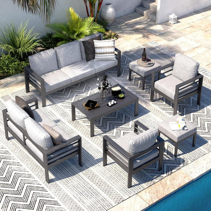 YODOLLA 7 Pieces Aluminum Patio Furniture Set, Gray