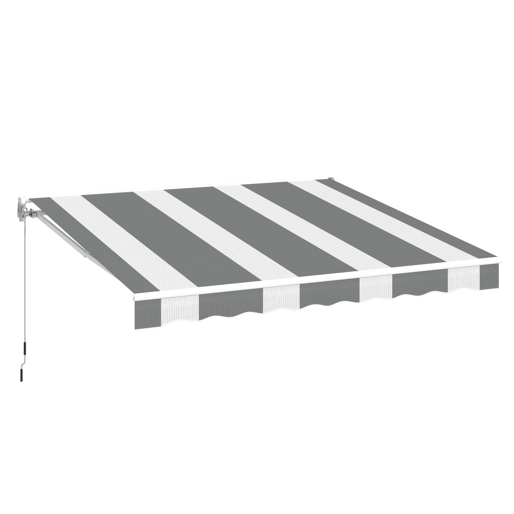 YODOLLA 13'×10' manual retractable awning, gray stripes.