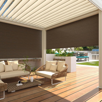 YODOLLA Outdoor UV Protection 6'(W) x 6'(H) Roller Shade, Mocha