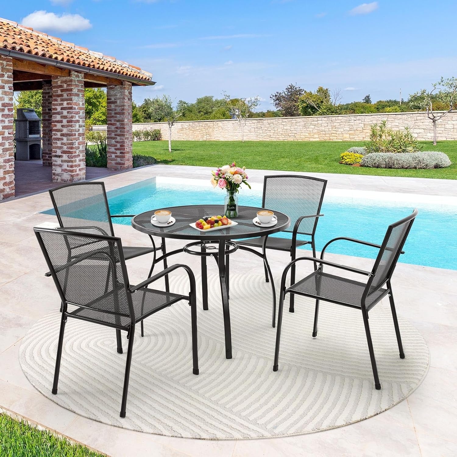 YODOLLA metal outdoor patio dining set