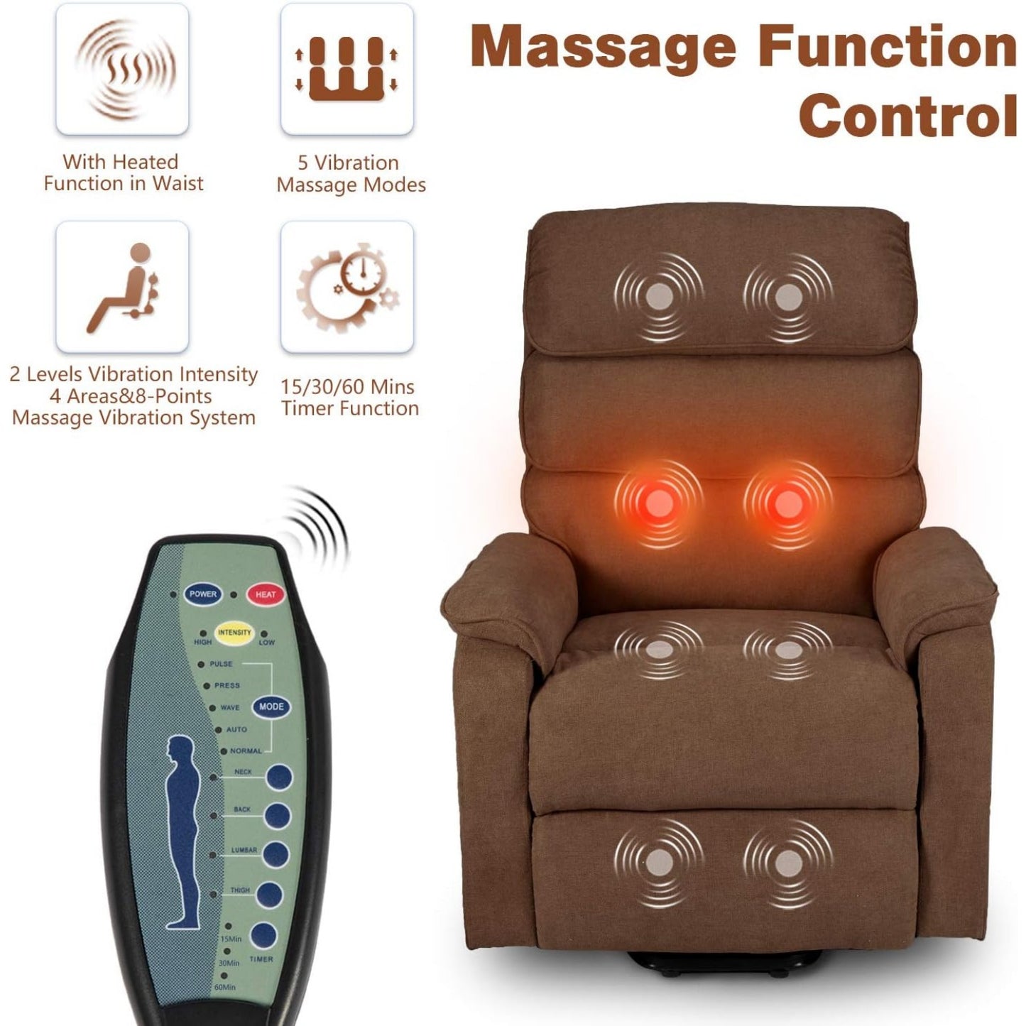 YODOLLA Electric Dual Motor Power Recliner Lift Chair for Elderly, Coffee