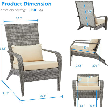 YODOLLA 2 PCS Patio Adirondack Wicker Chair, Grey