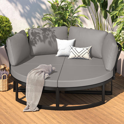 YODOLLA Patio Furniture Outdoor Daybed with Removable Cushions, Grey