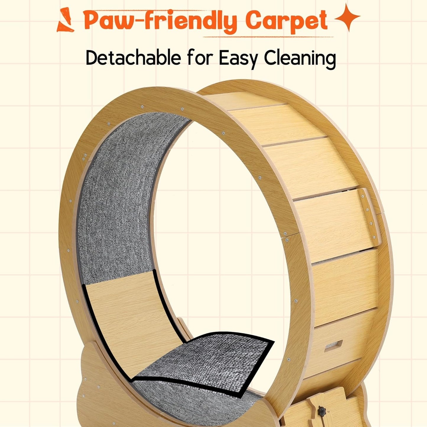 YODOLLA 35.8'' Cat Wheel for Indoor Cats, Natural