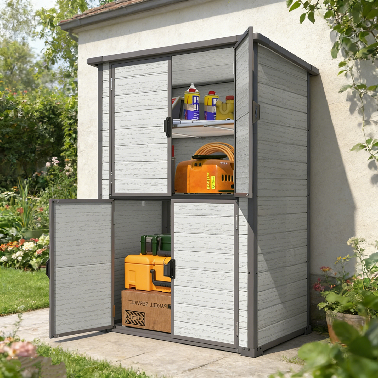 YODOLLA 58 Cu.Ft Resin Storage Cabinet Waterproof with Adjustable Shelves