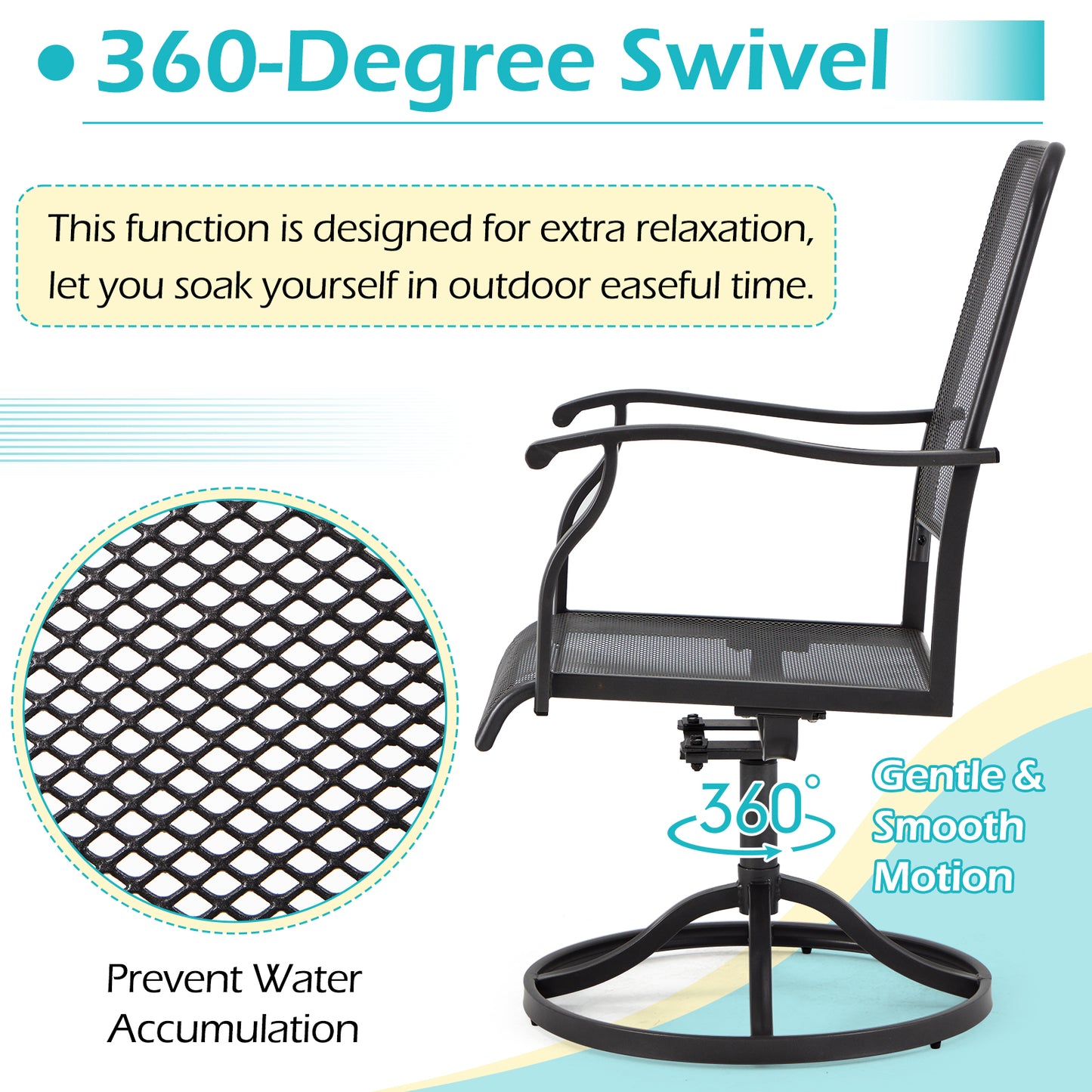 YODOLLA Outdoor Patio Rocking Dining Chairs Set of 2