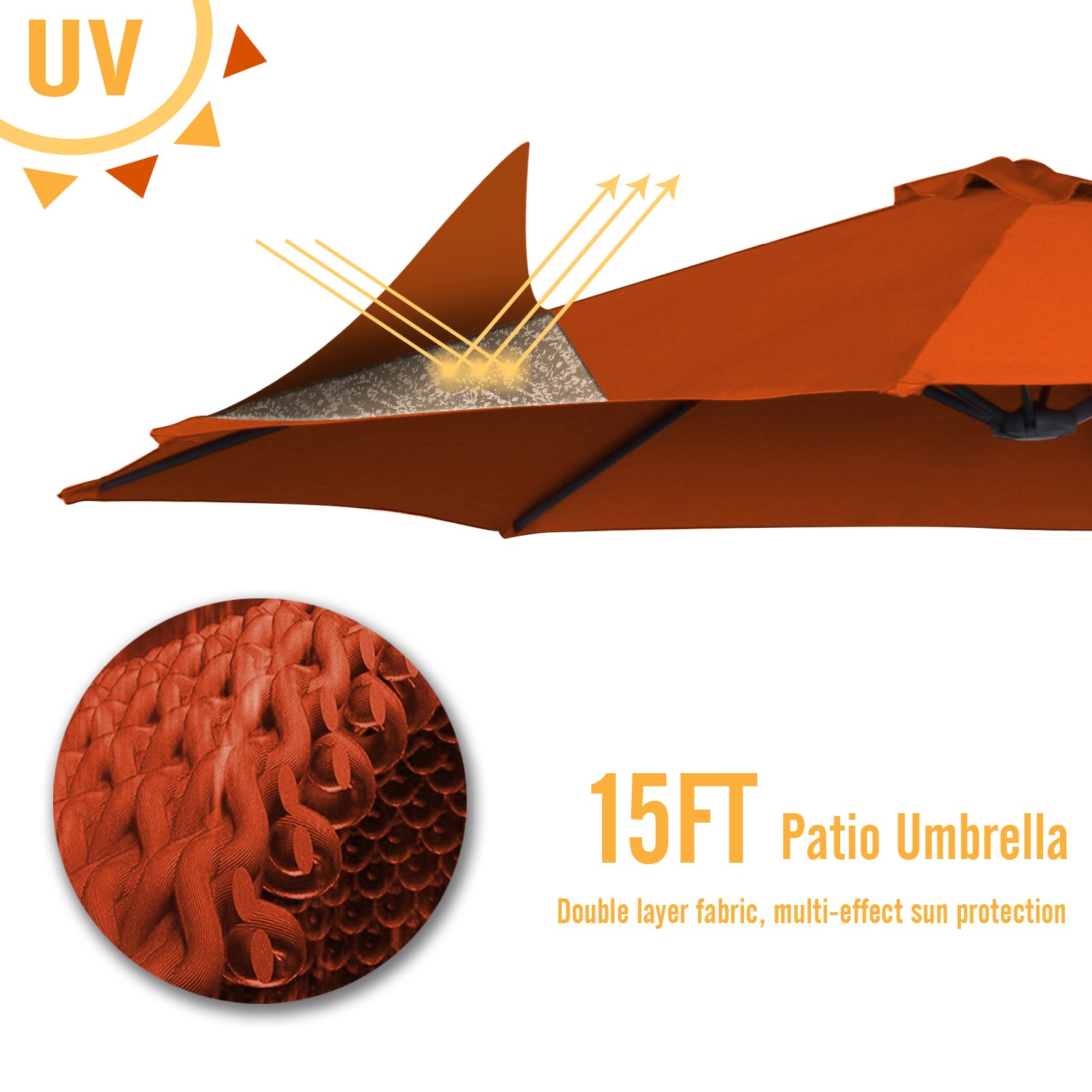 YODOLLA large orange patio umbrella for sun protection