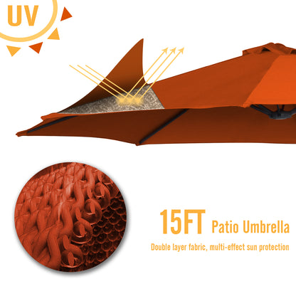 YODOLLA large orange patio umbrella for sun protection