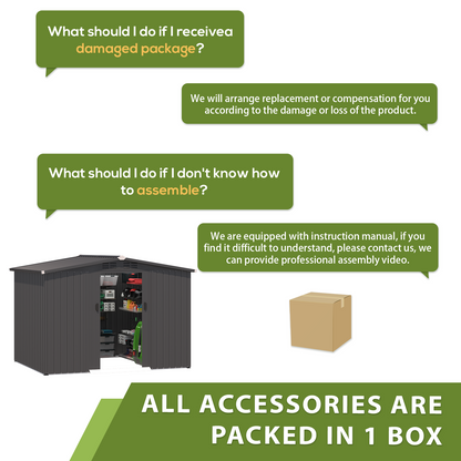 YODOLLA 8x6 Woodgrain Outdoor Storage Shed, Dark Grey