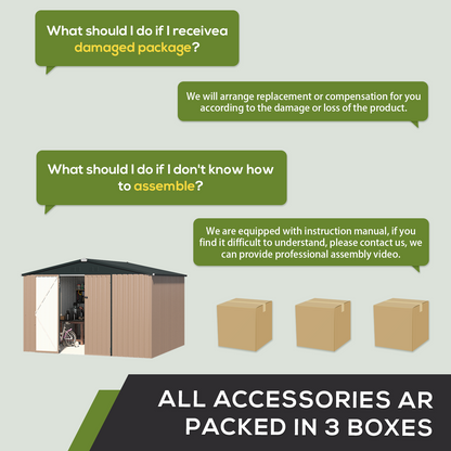 YODOLLA Shed 8' x 10' Outdoor Storage Metal Shed, Black