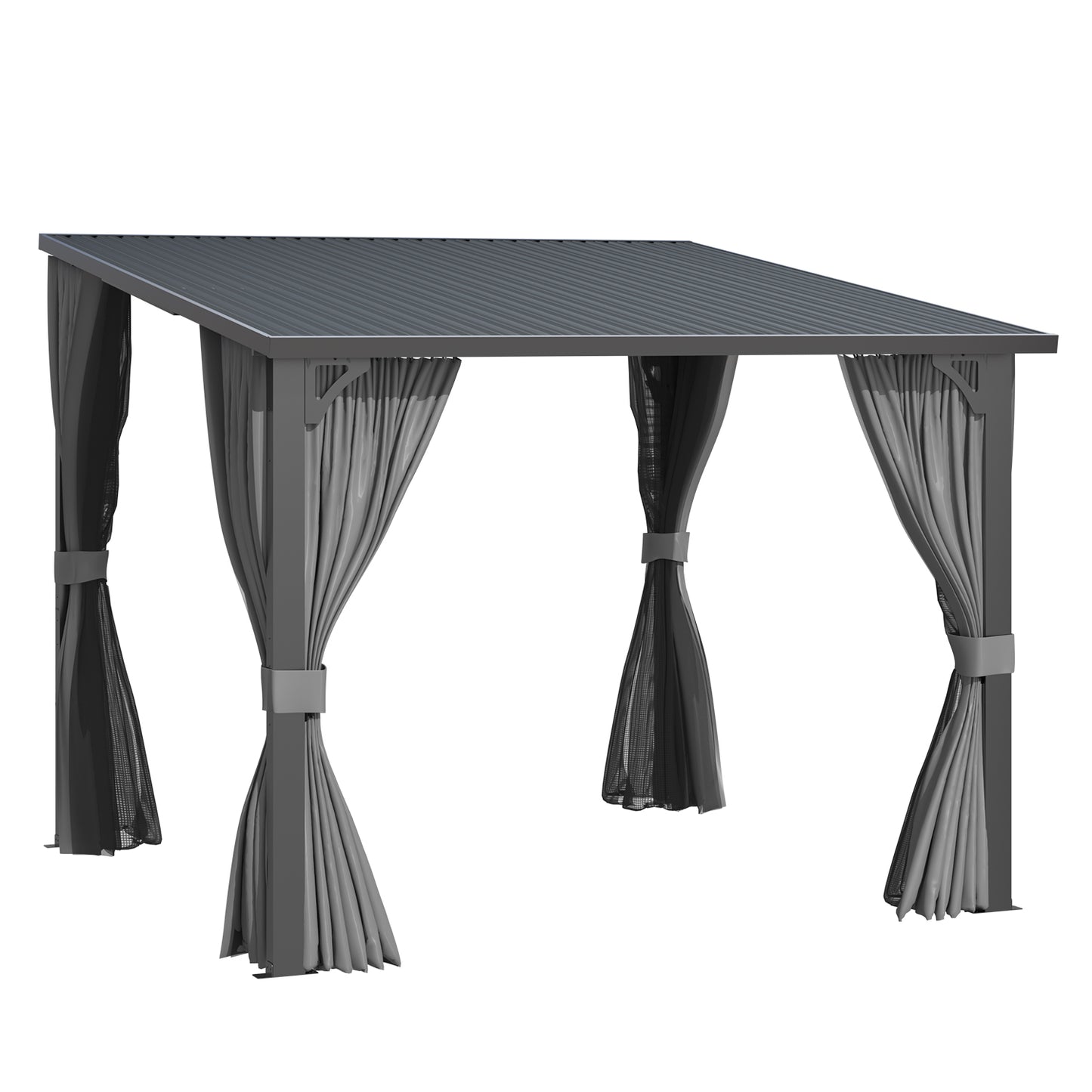 YODOLLA 10'x10' Outdoor Hardtop Gazebo Pergola with Curtains and Netting for Patio