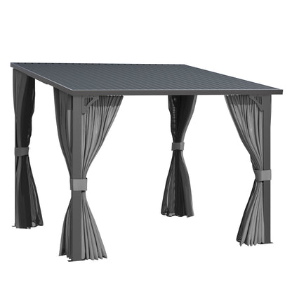 YODOLLA 10'x10' Outdoor Hardtop Gazebo Pergola with Curtains and Netting for Patio