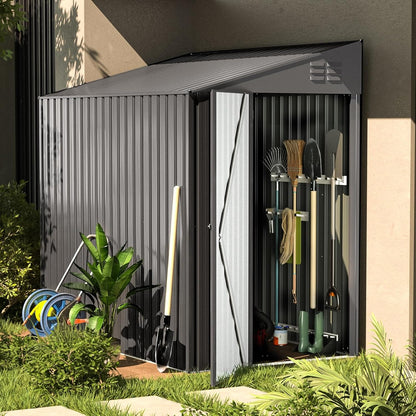 YODOLLA 4' x 7' Outdoor Lean to Storage Shed, Dark Grey