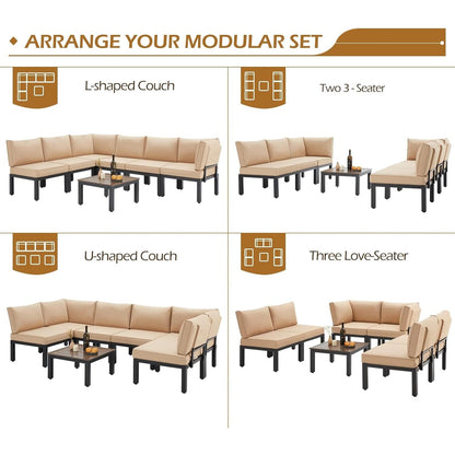 YODOLLA Outdoor Patio Furniture Set, 7 Piece Metal Patio Sectional Conversation Sofa