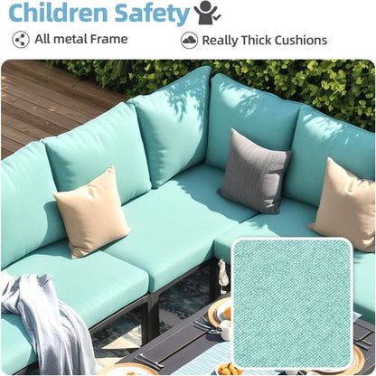 YODOLLA 7 Pieces Metal Patio Furniture Set, Green