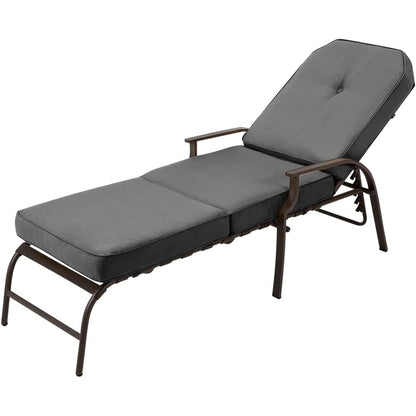 YODOLLA Adjustable Outdoor Chaise Lounge, Grey