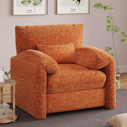 YODOLLA Oversized Armchair, Chenille Mid Century Accent Chair, Comfy Upholstered Single Sofa, Extra Wide Reading Chairs