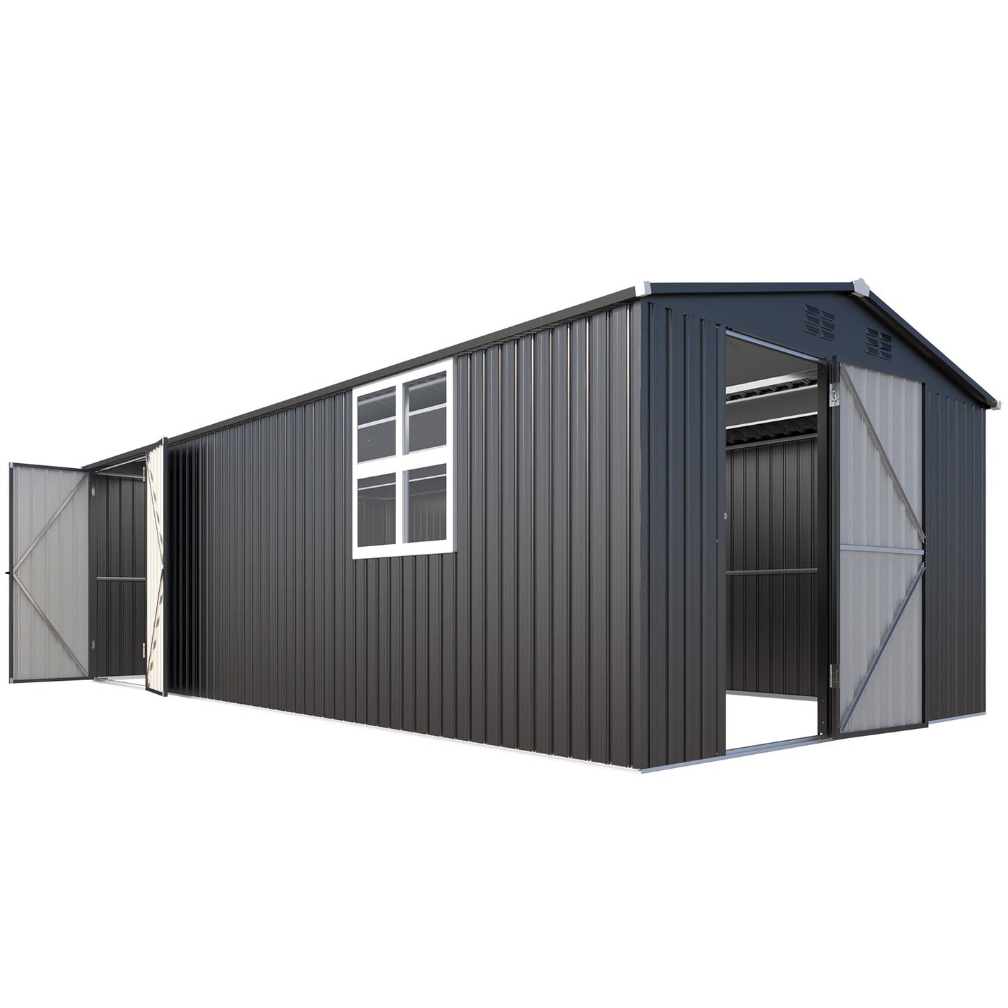 YODOLLA 20' x 10' Outdoor Storage Shed Large Metal Sheds with Windows Utility Tool Storage