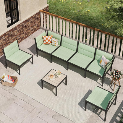 YODOLLA 7-Pc Sectional Patio Set Textilene Fabric, Green
