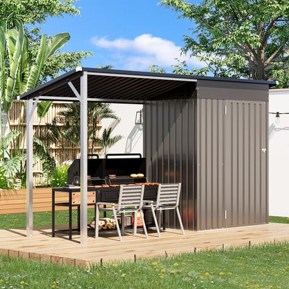 YODOLLA Outdoor Open-Sided Storage Shed, Sheds with Covered
