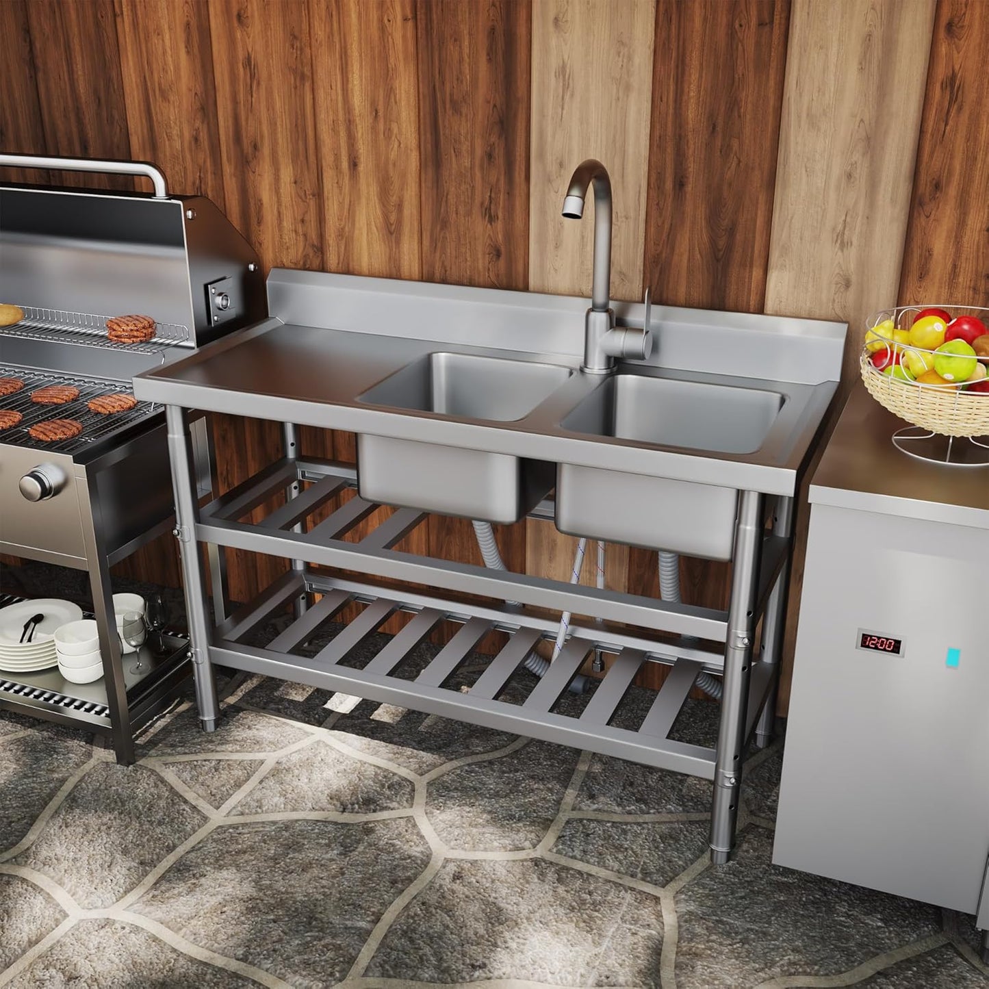 YODOLLA Freestanding Stainless Steel Utility Sink