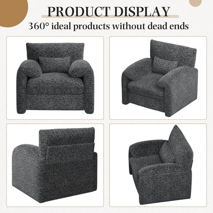 YODOLLA Oversized Armchair, Chenille Mid Century Accent Chair, Comfy Upholstered Single Sofa, Extra Wide Reading Chairs