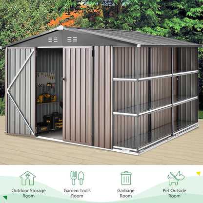 YODOLLA 10x8 Metal Storage Shed with Rack