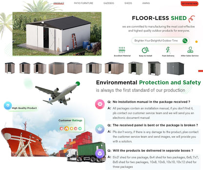 YODOLLA Shed 12' x 12' Storage Shed, White