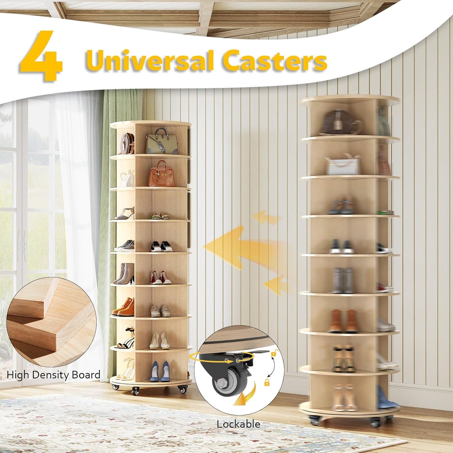 YODOLLA 8 Tier Rotating Shoe Rack, Shoe Tower Organizer