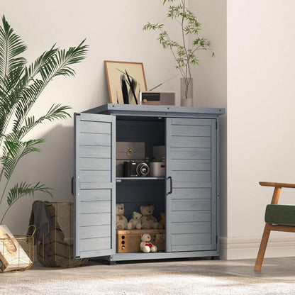 YODOLLA Outdoor Work Bench Storage Cabinet, Gray