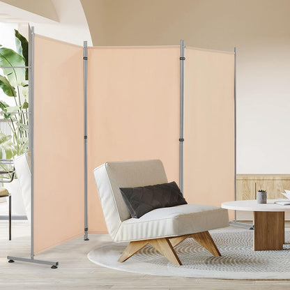 YODOLLA 4 FT Wall Divider and Folding Privacy Screens, Beige