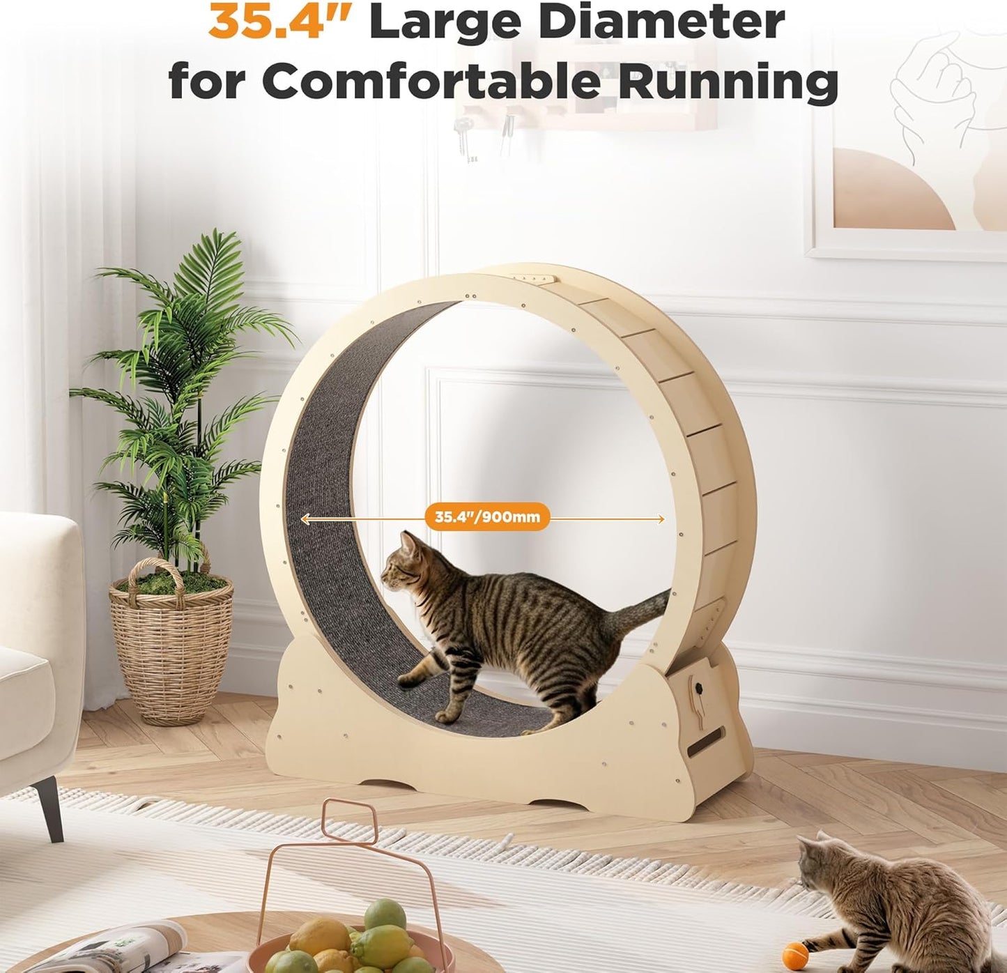 YODOLLA 39.3” Cat Wheel for Indoor Cats, Natural