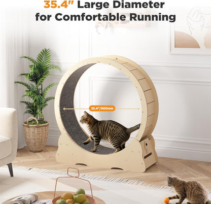 YODOLLA 39.3” Cat Wheel for Indoor Cats, Natural